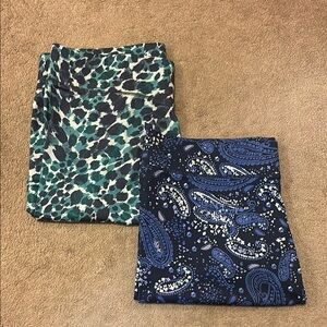 NWOT Roaman’s Green Leopard & Purple Paisley Leggings Bundle Size 1X (22/24)